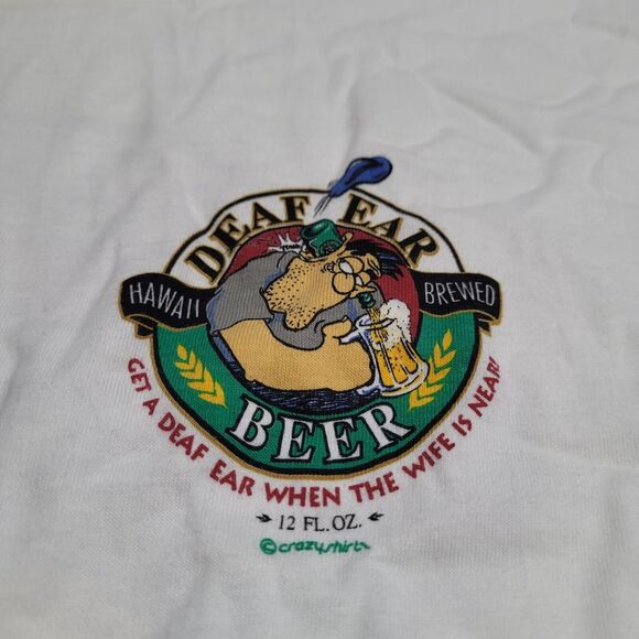 VTG Crazy Shirts Made In USA Hawaii Brewed BEER Logo Double Sided XL - Picture 9 of 9